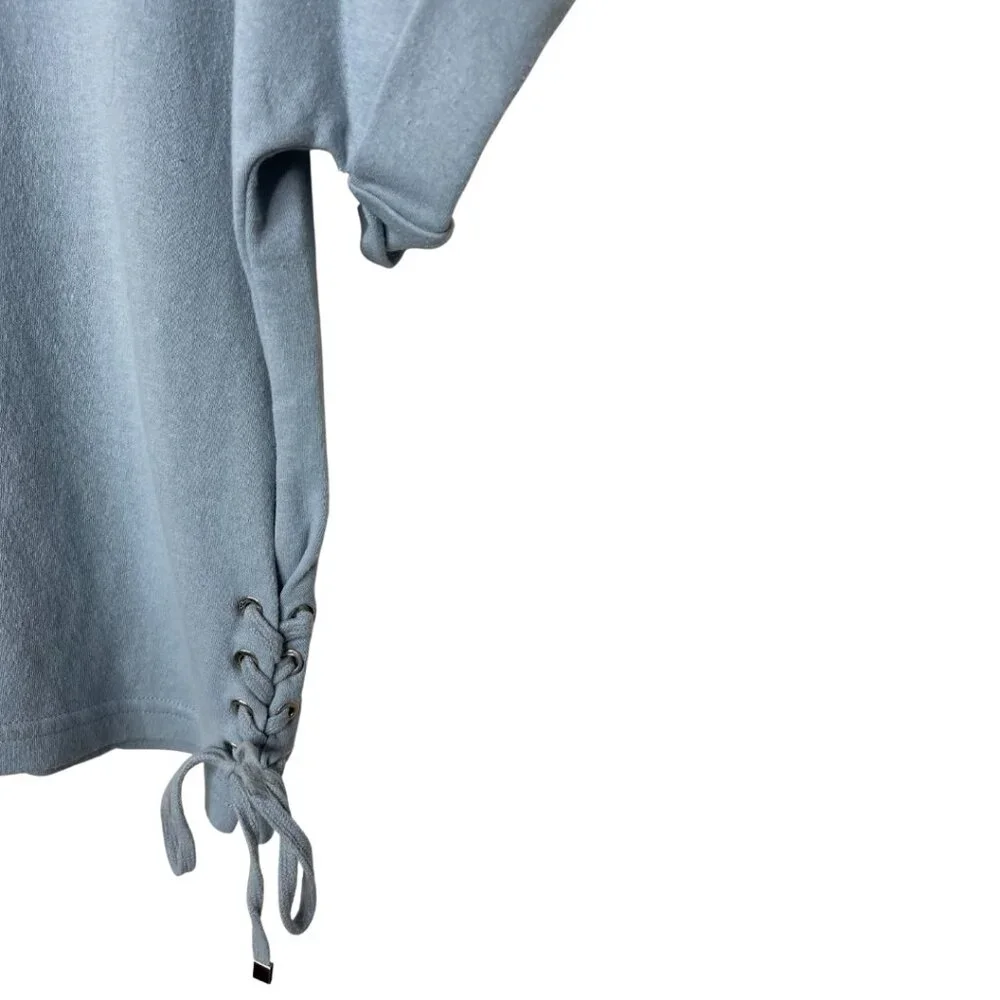 Y SING | Womens Powder Blue Semi-Cropped Short SleeveTop with Side Ties | Size L - Picture 3 of 7